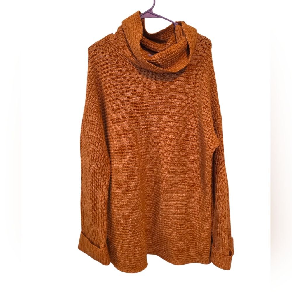 Anthropologie Pilcro Women's Cowl Neck Sweater in Warm Orange Size Medium